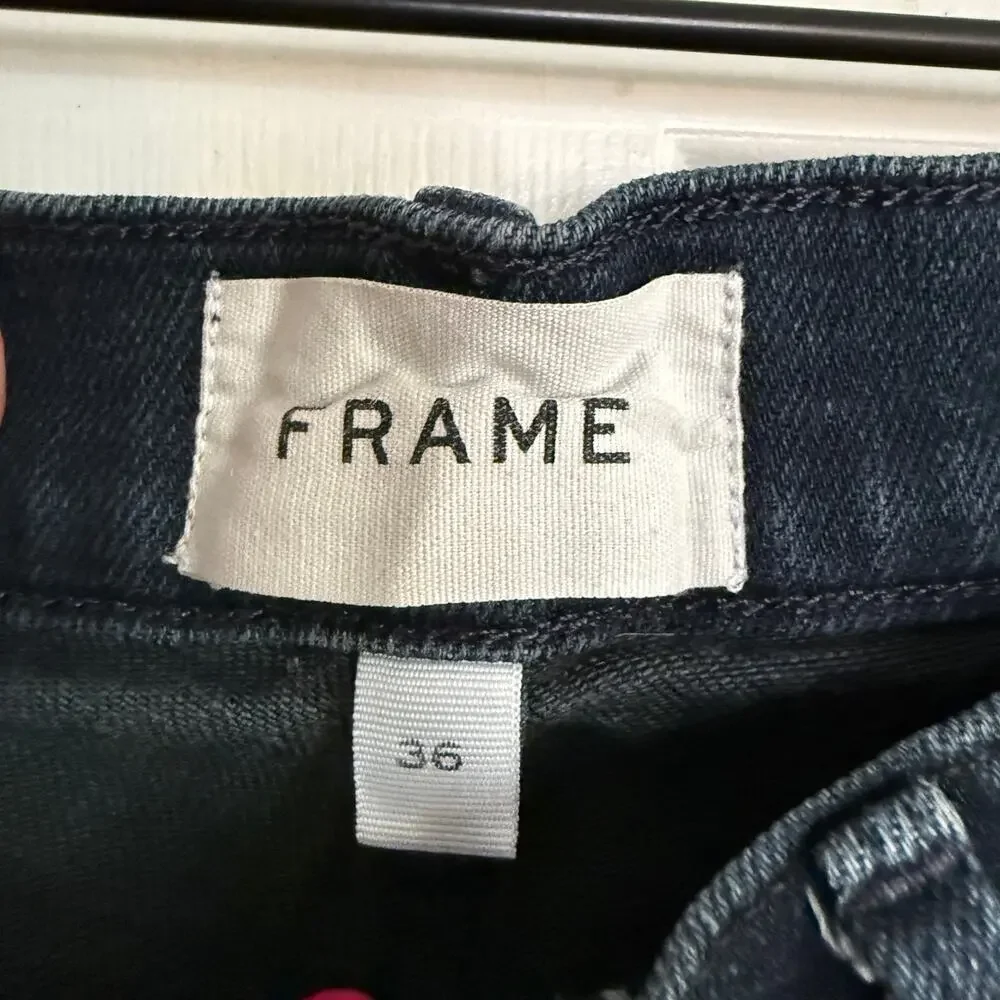 Frame Denim Men's L'Homme Slim Jeans in Placid Dark Wash Blue Size 36 x 31
